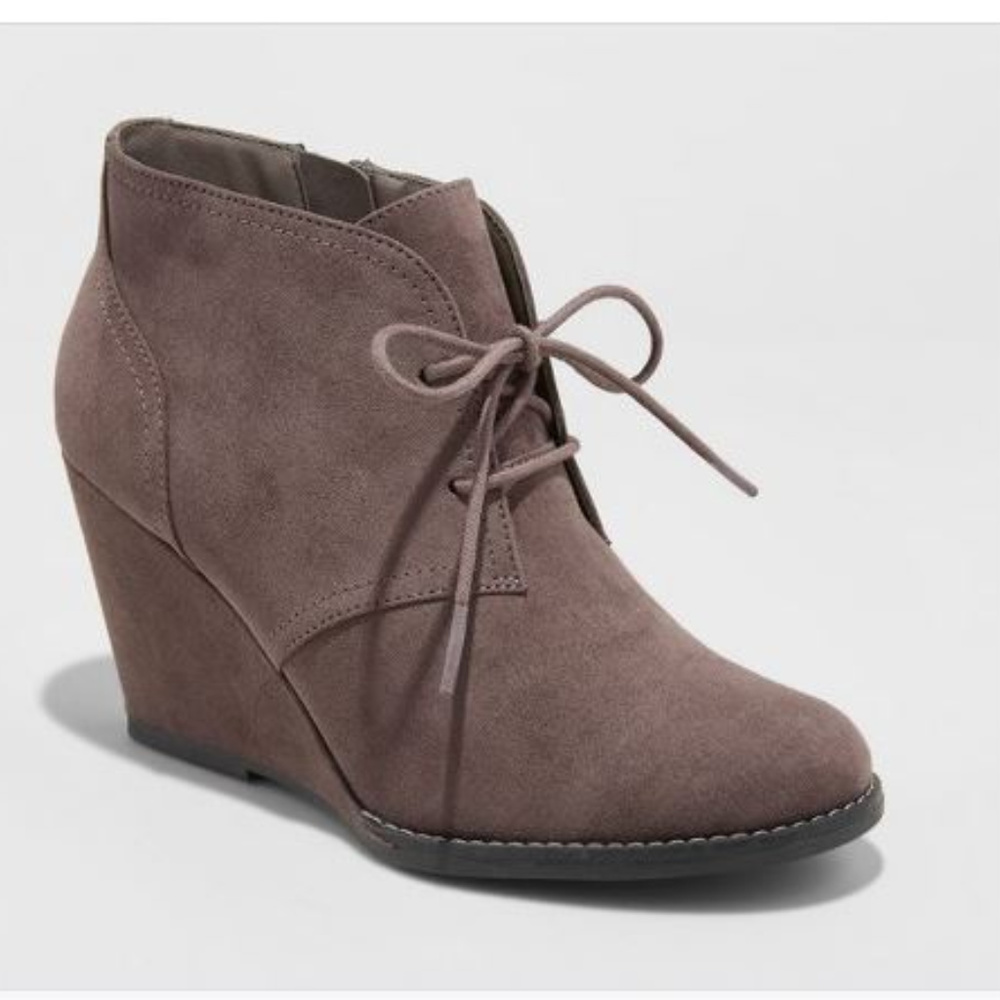 Grey Zip up Ankle Boots-6.5 wide
